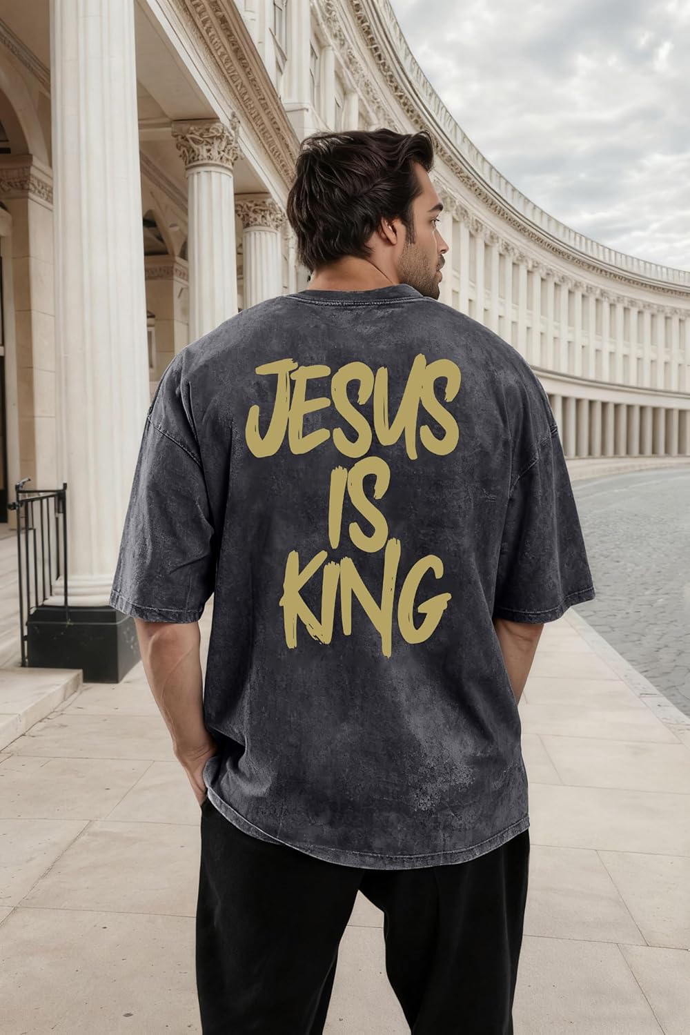 Christian Shirts for Men Jesus Shirt Oversized Graphic Tees Acid Wash Tshirt Christian Religious Short Sleeve Tops - Image 4