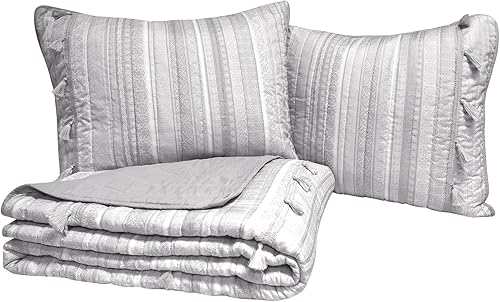 Miniatura 4 de Home Resort Boho Ribbon - Juego de edredón de microfibra de 3 piezas con borlas - King