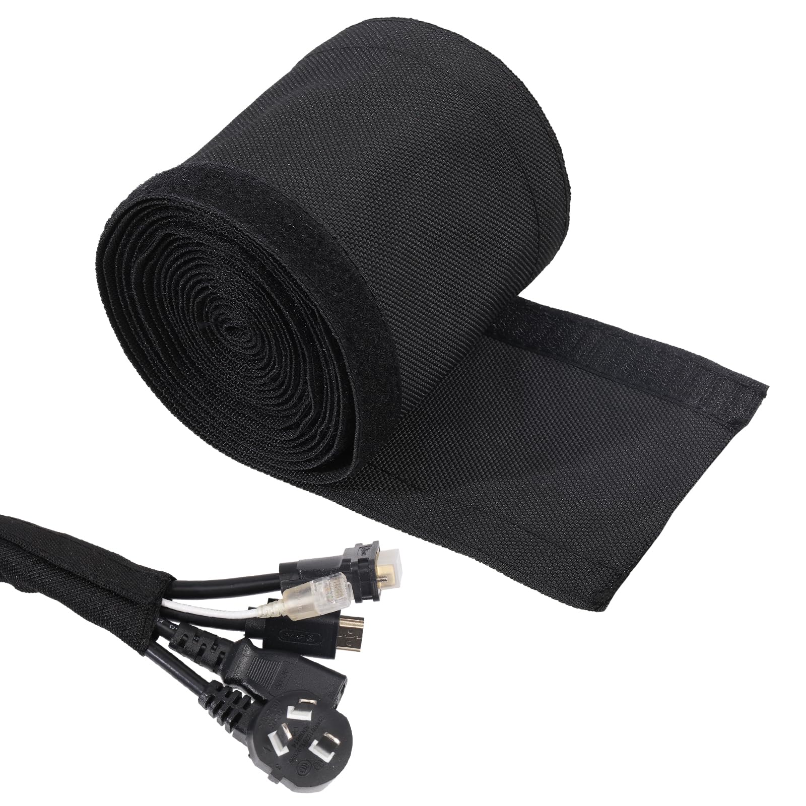 CHGCRAFT Cord Cover Floor Carpet Cable Cover Floor Wire Cover Protector Cable Management for Commercial Office Carpet, Black, 3.93 Inch X 9.84 Feet