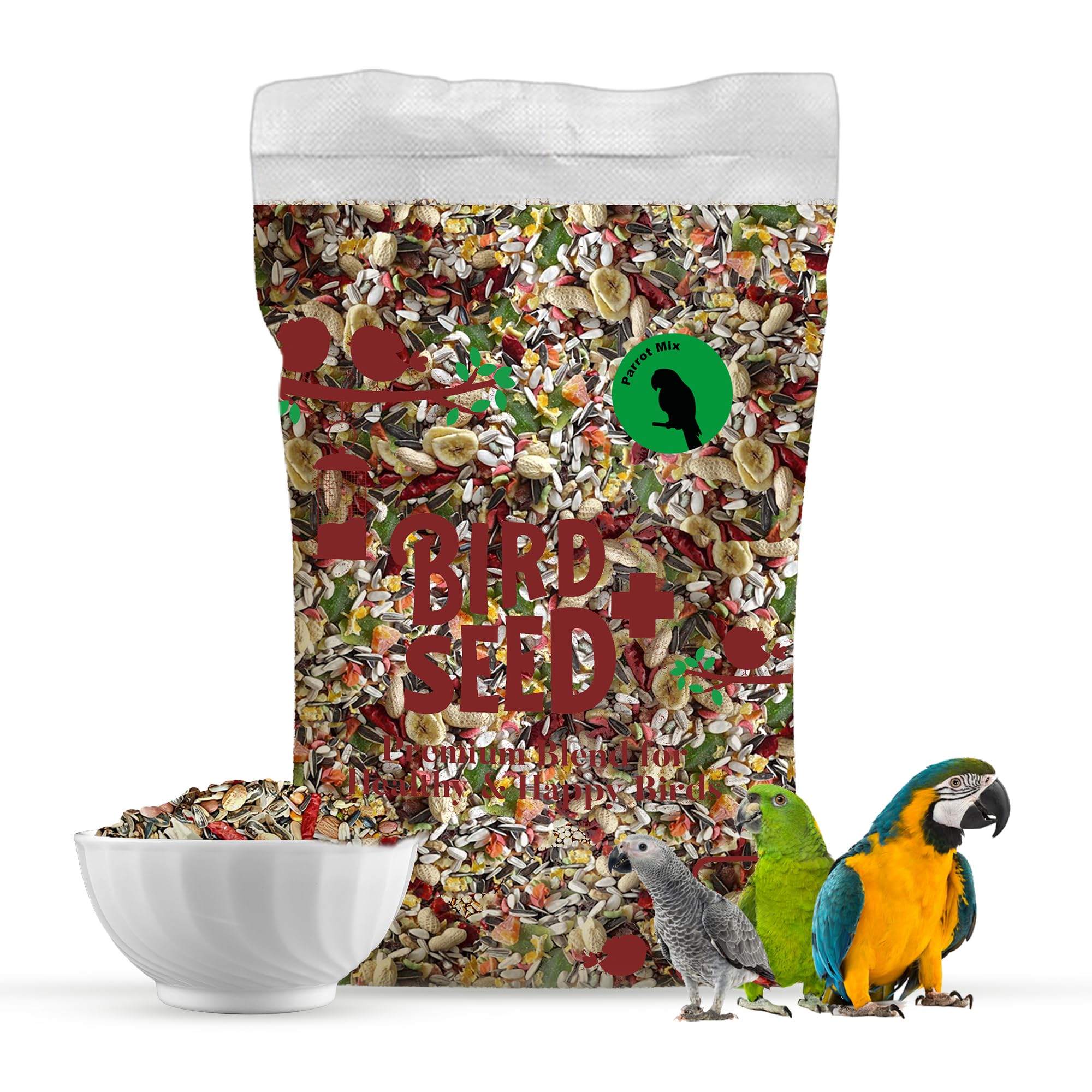 Egardenkart® Parrot Food Mix - 8 Kg | Parrots Food with Fruit Blend | Bird Food for Parrot | Nutritionally Complete Bird Seed Mix | Bird Feed for Macaw, Cockatoo and All Parrots (8 Kg)