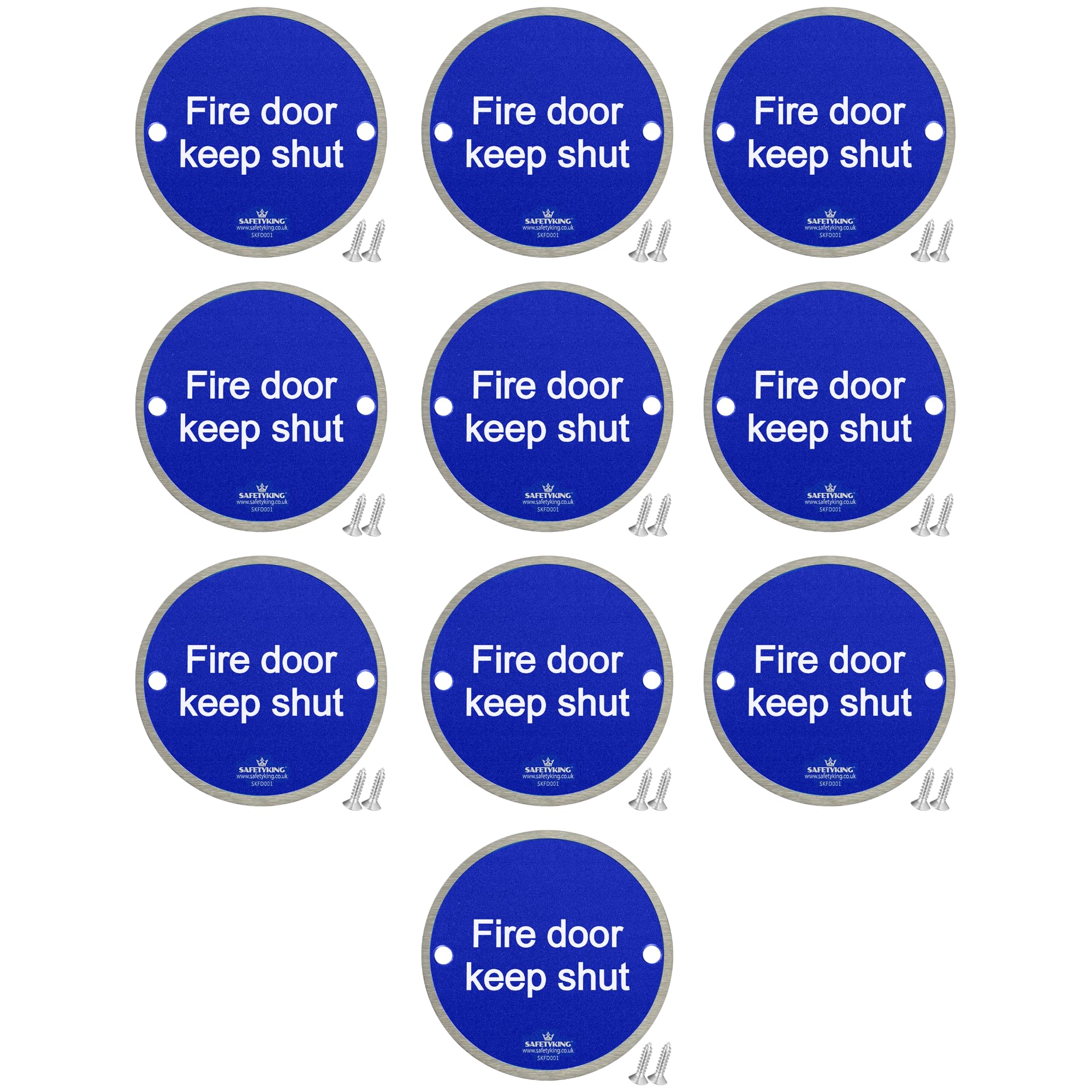 Safety King10 x Fire Door Keep Shut Discs 76mm Diameter x 1mm Deep | Fire Door Keep Shut Sign | Fire Door Stickers | Fire Door Signs | Fire Door Keep Shut