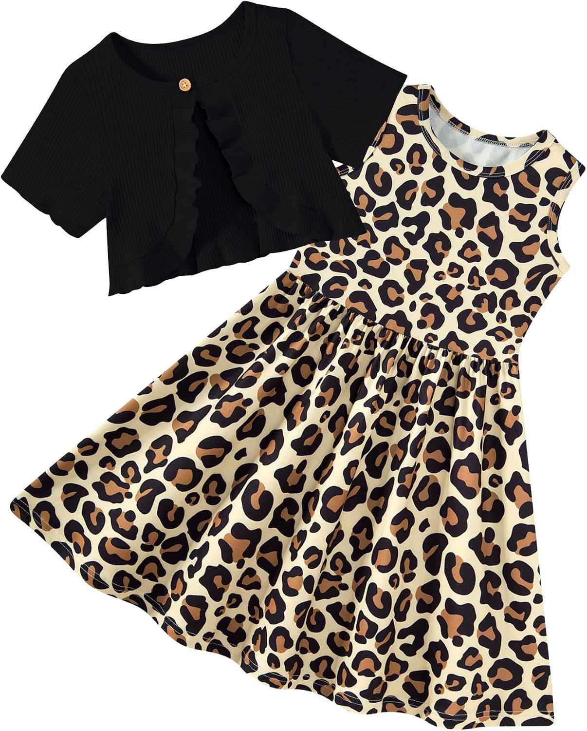 Girls Dresses with Cardigan for 5-12 Years Kids 2 Piece Summer Outfits