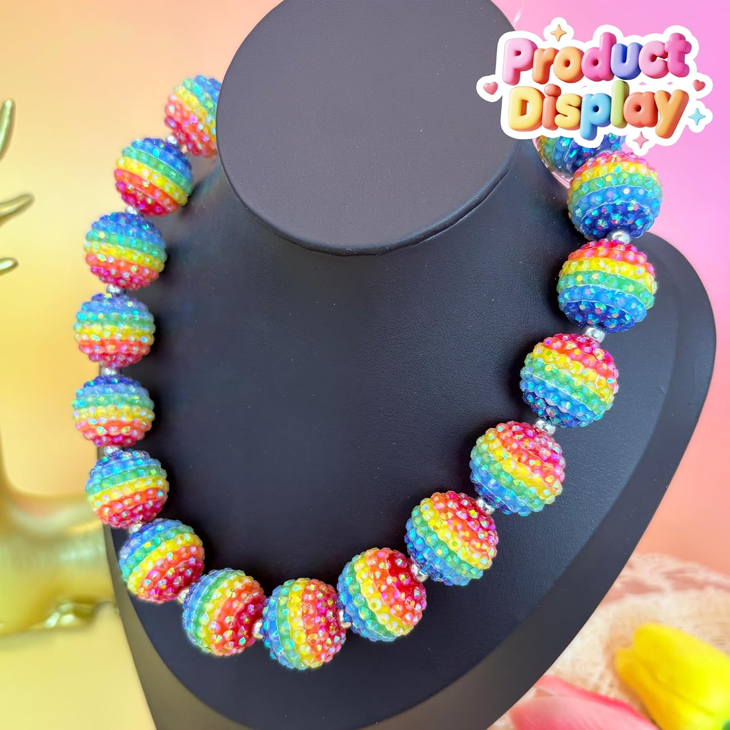 20pcs Rhinestone Beads 20mm Acrylic Sparkling Beads for Jewelry Making Baseball Necklaces DIY Crafts Keychains Pens, Holiday Decorations and Gift Projects (Rainbow) - Image 6