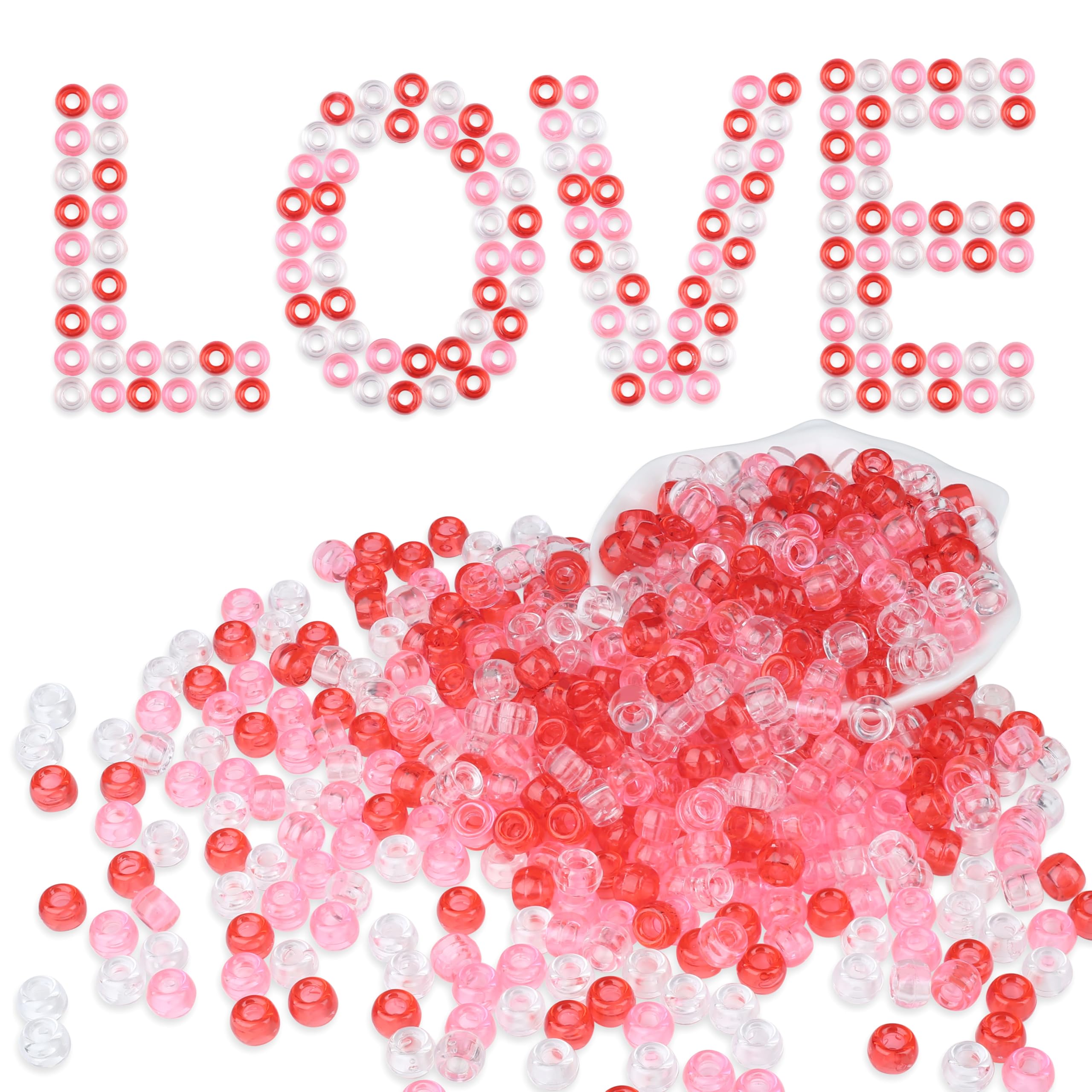 AWARDSEN 970 Stück Rosa Pony Beads Perlen Bunt, 9mm Perlen z