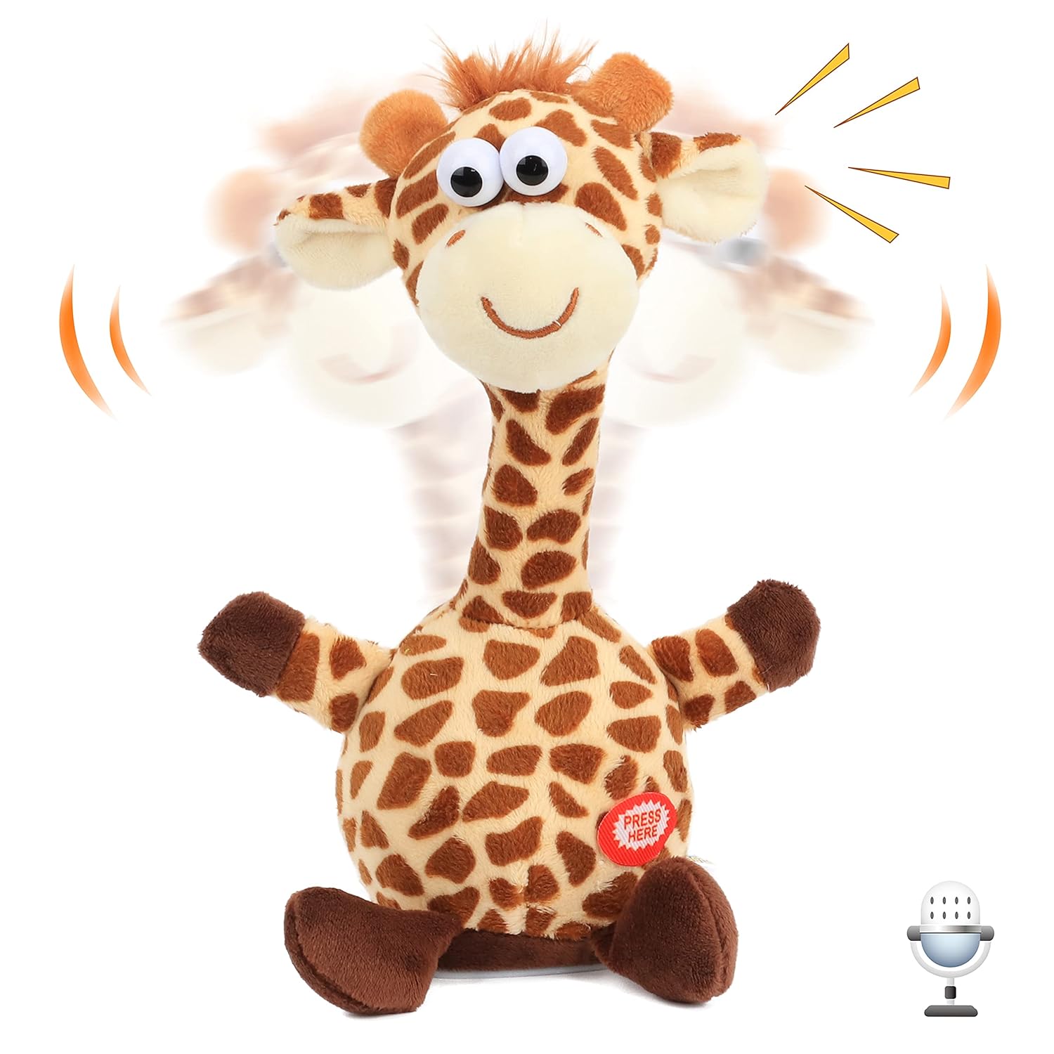 Hopearl Talking Giraffe Repeats What You Say Shaking Head Electric Interactive Animated Toy Speaking Plush Buddy Gift for