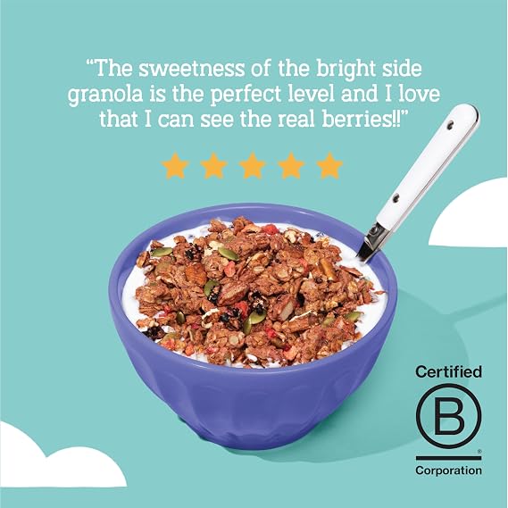 Seven Sundays Triple Berry Bright Side Granola, Gluten-Free Breakfast or Snack, Yogurt Toppings, Healthy Granola with No Added Sugar, 8 oz Bag