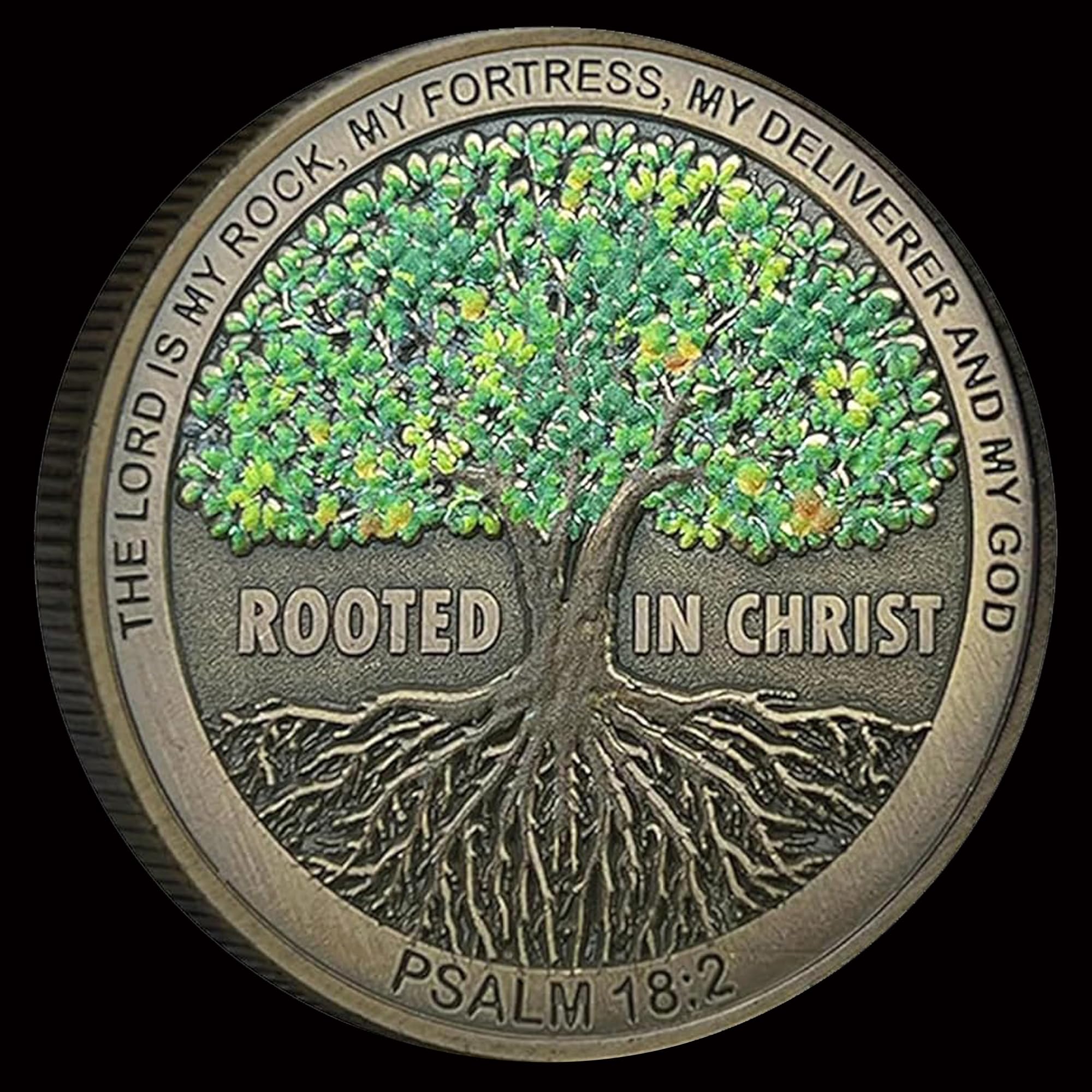 Christian Challenge Coin Rooted In Christ Challenge Coin - Psalm 18:2  Biblical Inspiration Coin With Scripture Rooted In Christ Christian  Inspirational Coin Psalm 18:2