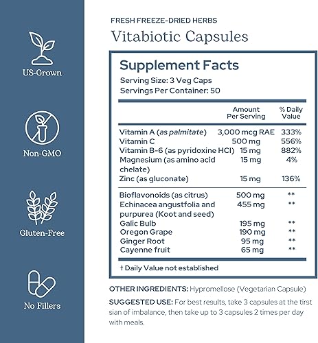 Miniatura 2 de Eclectic Institute Vitabiotic Immune Nuevo en cápsulas, 150 cápsulas vegetales sin OMG