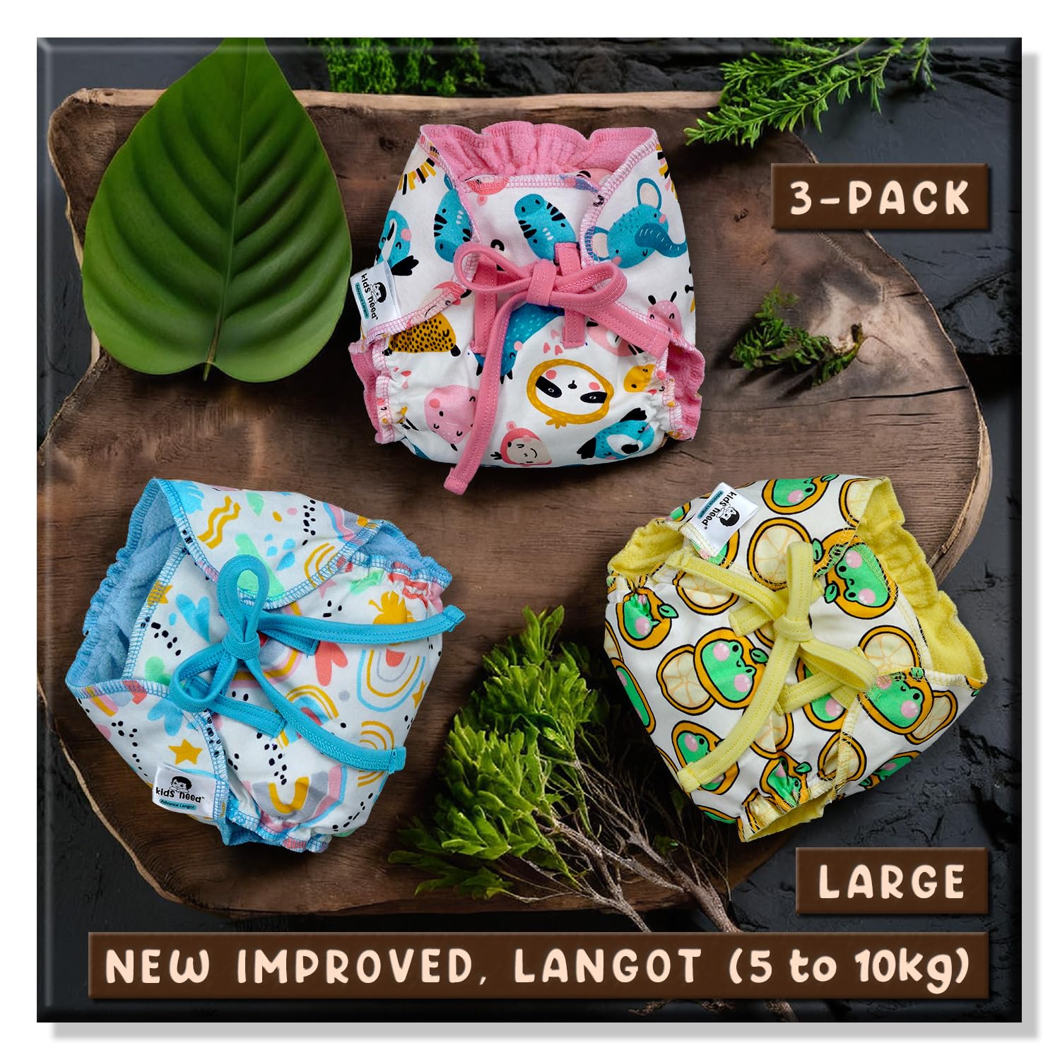 kids need Advance langots for new born 0-6 months, Pack of 3 LARGE size (5-10kg) super soft cotton cloth nappies for new born baby essentials, Reusable washable nappy L1L-image-47