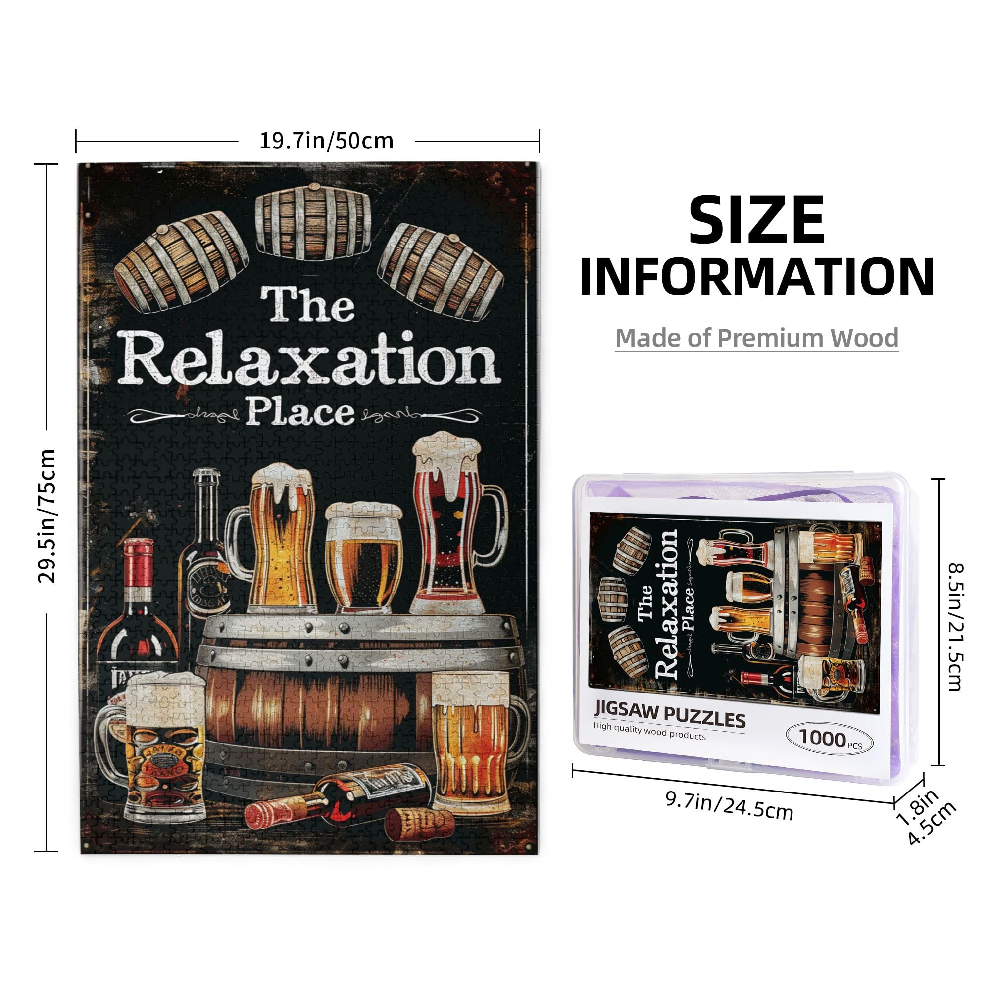MA6GE8DE The Relaxation Place Signs Beer 1000 Piece Puzzle - Unique Artwork Wooden Puzzle For Adults, Great For Display - View #3