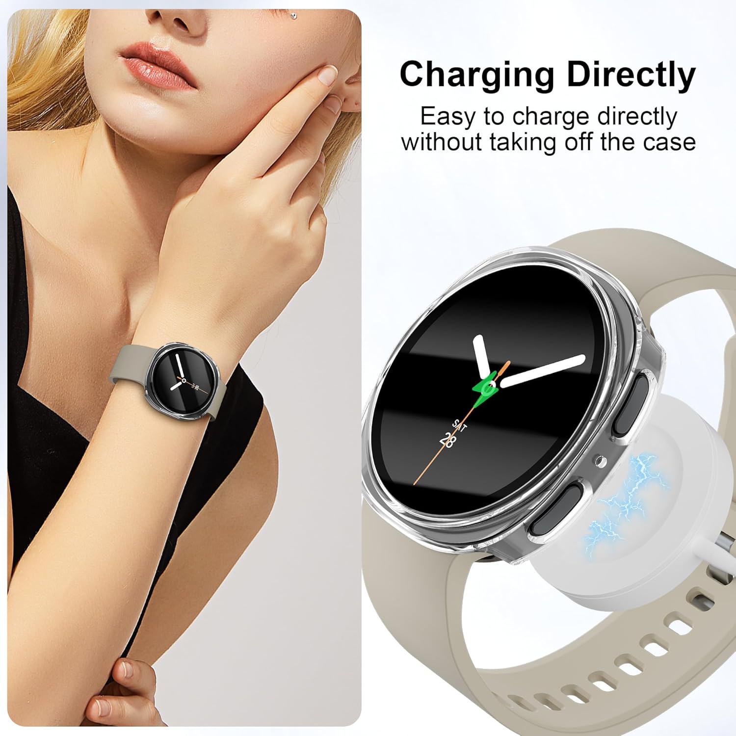 6 Pack Case With Tempered Glass for Samsung Galaxy Watch 8 Screen Protector 40mm Women Men,Hard PC Overall Protection Anti-Slip Scratch-Resistant Cover for Samsung Galaxy Watch 8 Case 40mm Accessories - Image 5