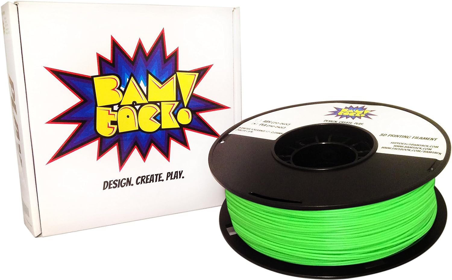 BAMtack! 1.75mm Green PLA 3D Printer Filament - 1kg (2.2 lbs) +/- 0.03mm Accuracy