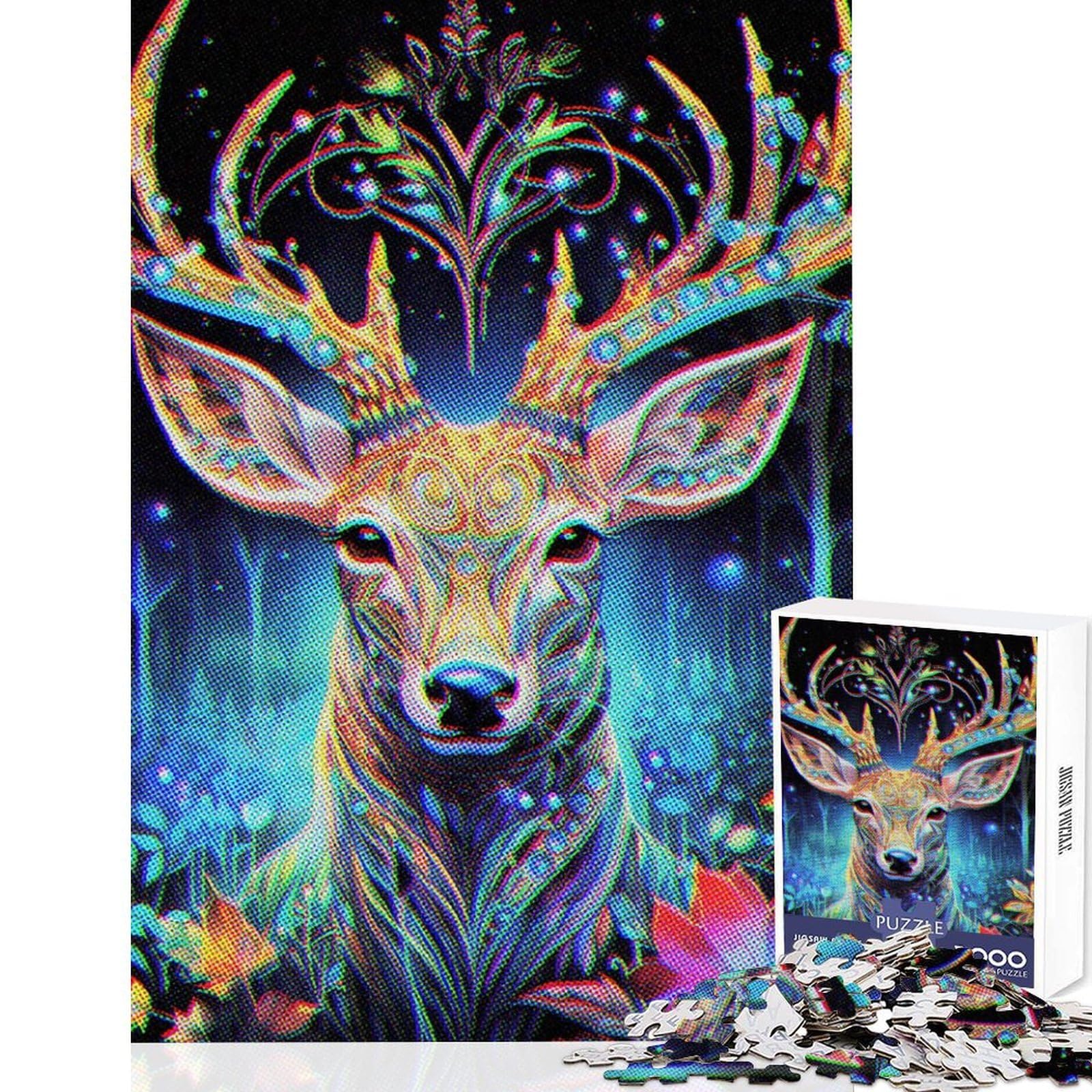 Magical Deer 1000-piece Puzzle for Adults Mind Train Fun Burr Free Clean Cut Pieces Family Fun Night Activity 38x26cm