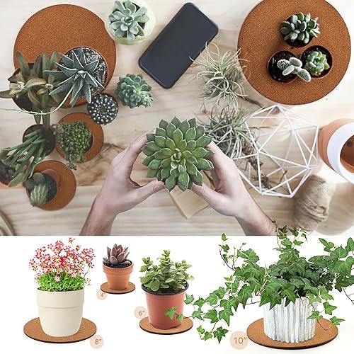 Miniatura 5 de 12 posavasos de corcho de 4 tamaños, tapetes de 4/6/8/10 pulgadas, posavasos para manualidades para plantas y bebidas de interior/exterior