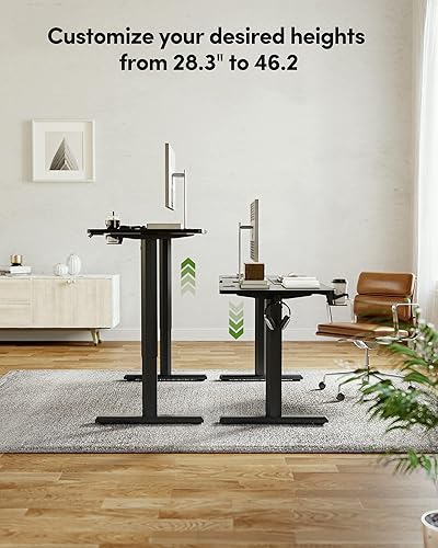 Miniatura 5 de CubiCubi Escritorio eléctrico de pie, mesa ajustable de altura de 44 x 24 pulgadas, muebles ergonómicos de oficina en casa con tablero de empalme,