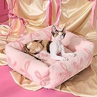 Vista 21 de LE SURE Bonita cama para perros pequeños, camas lavables para cachorros, acogedor sofá ortopédico rectangular para mascotas con felpa jacquard