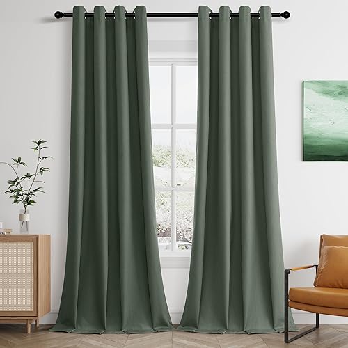 Miniatura 20 de Cream Linen Blackout Curtains 96 Length 2 Panels Set for Living Room Bedroom, 100% Black Out Thermal Insulated Linen Drapes, Room Darkening Grommet