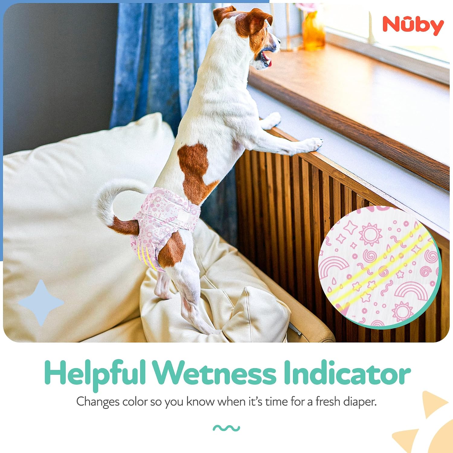 Nuby Pets Disposable Female Dog Diapers with Wetness Indicator, Leak-Resistant & Absorbent for Dogs in Heat, Training & Incontinence, Small (12"- 20" Waist), 50 Count