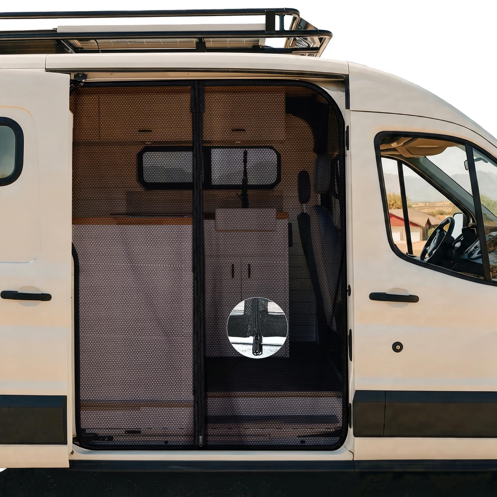 Moustiquaire Magnétique Porte Coulissante pour Ford Transit Custom | XCBYT, Anti-Insectes Voiture, Facile à Installer, épouse Parfaitement, Matériel de Camping