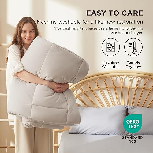 Miniatura 5 de Bedsure Relleno de edredón  Edredones acolchados tamaño Queen para todas las estaciones, ropa de cama alternativa de plumón suave, con 8 pestañas,