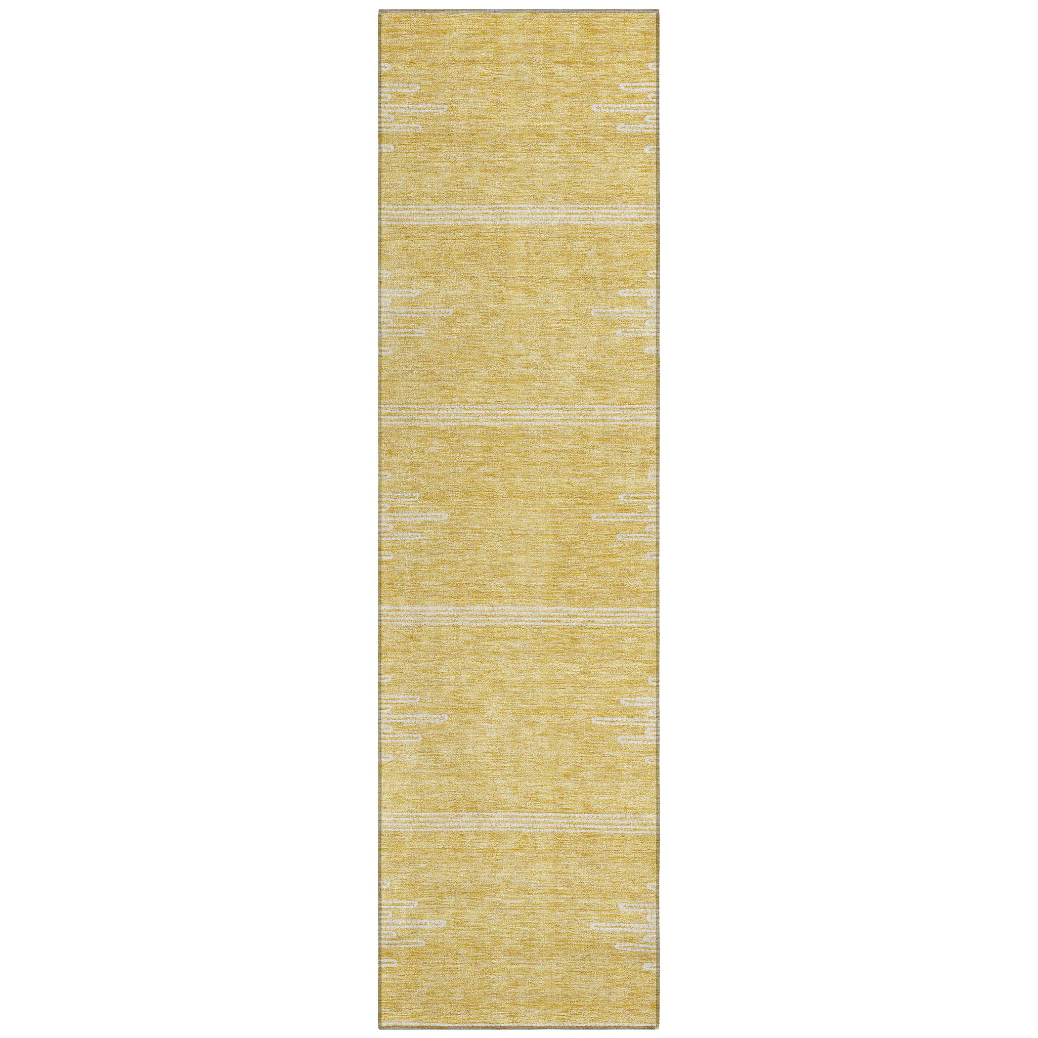 Addison Rugs Chantille ACN647 Gold 2'3" x 7'6" Indoor Outdoor Hallway Runner Rug, Stain Resistant Washable Kitchen Area Carpet for Bathroom, Laundry