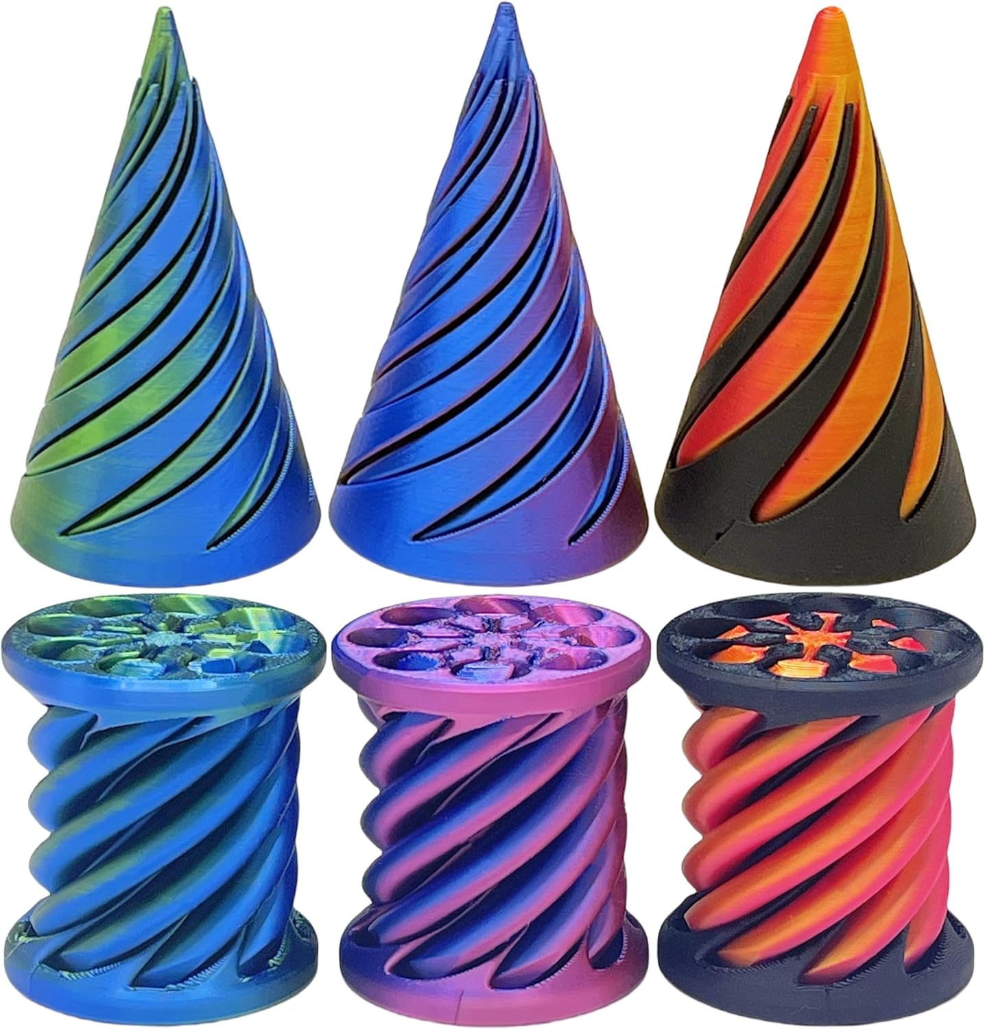 6 Packs Impossible Cone, 3D Printed Fidget Toy for Stress Relief, ADHD & Anxiety Spiral Cone Fidget Toy, Impossible Pyramid Passthrough for Adults, Spiral Illusion Desktop Decoration