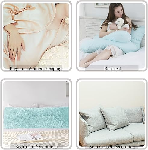 Miniatura 6 de Funda de almohada de cuerpo lanudo con cremallera, 21 x 54 pulgadas, funda de almohada grande de piel sintética esponjosa, funda de almohada de