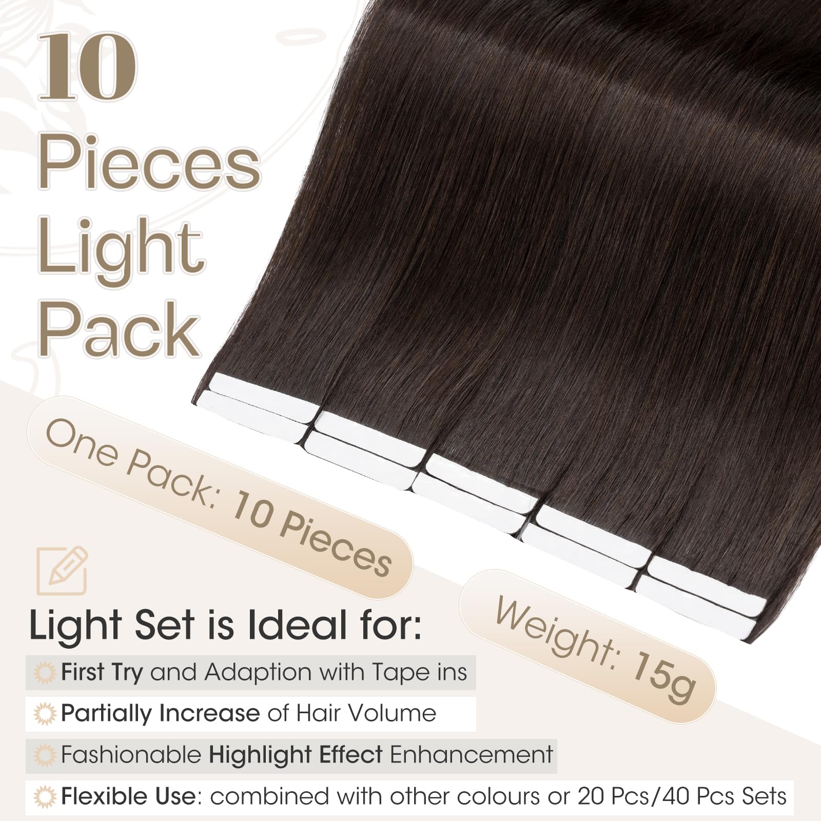 Elailite Tape in Hair Extensions Human Hair Real Human Hair 10 Pcs Invisible Thin Type - Image 3