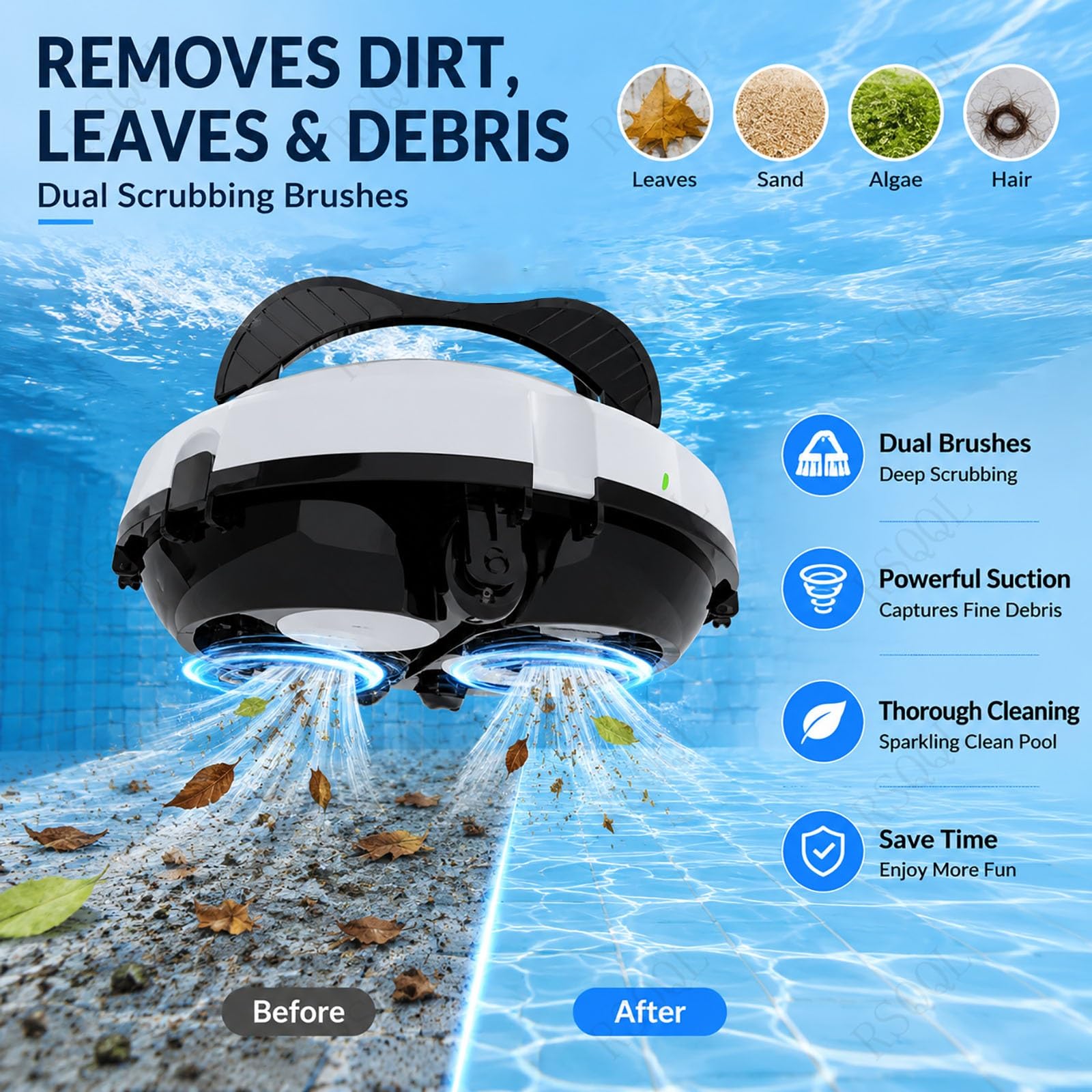 Robot de Piscina, Aspirador de Piscina inalámbrico