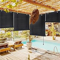 Vista 1 de Persianas enrollables de bambú de 42 x 40 pulgadas (42.1 x 40.2 in), persianas enrollables de bambú para ventanas, porche, balcón, persianas