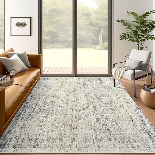 Miniatura 94 de Alfombra lavable de 8 x 10 pies, alfombra grande y suave para sala de estar, alfombra vintage beige, alfombra de 8 x 10 pies, para dormitorio,