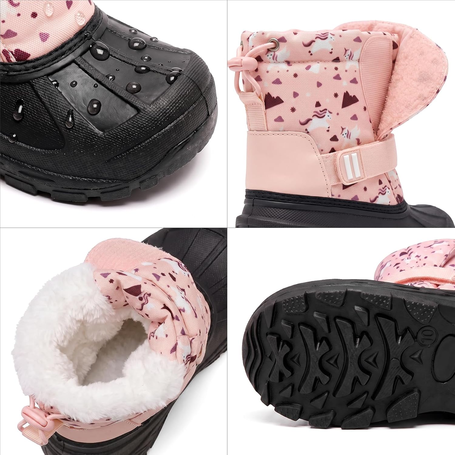MORENDL Kids Winter Snow Boots Waterproof Boys Girls Faux Fur Toddler Boots