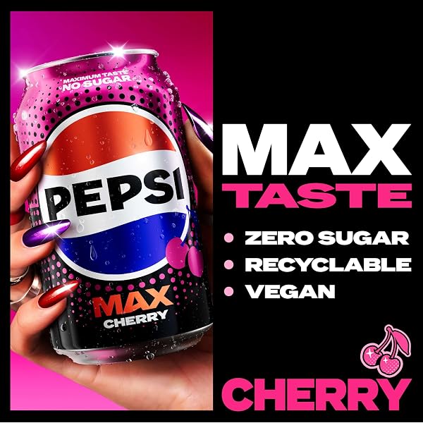 Pepsi Max Cherry No Sugar Cola Cans 24 x 330ml - 4