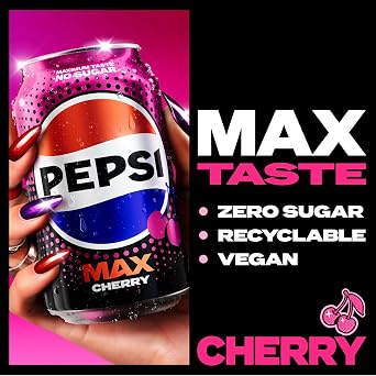 Pepsi Max Cherry No Sugar Cola Cans 24 x 330ml