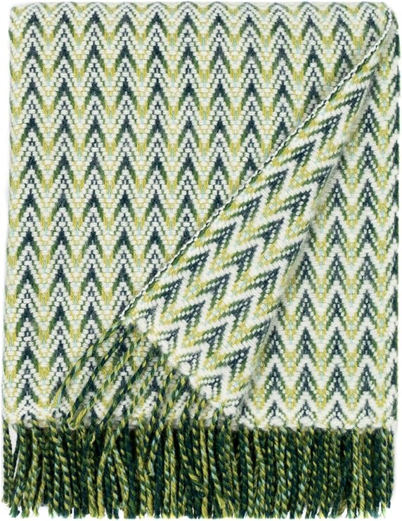 Shady Wave - Interior Throw Blanket | 100% New Zealand Wool 75x51 (Green)