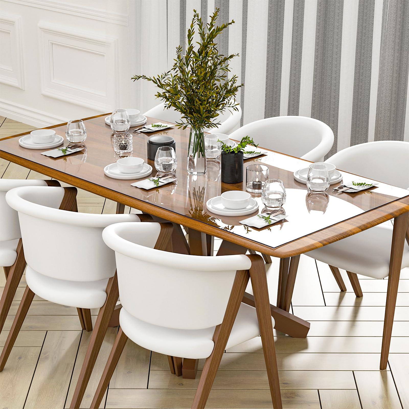 NisorpaClear Table Protector 200 × 100cm, PVC Transparent Table Cloth 2mm Thickness, Waterproof Clear Tablecloth Cover for Dining Room Tables