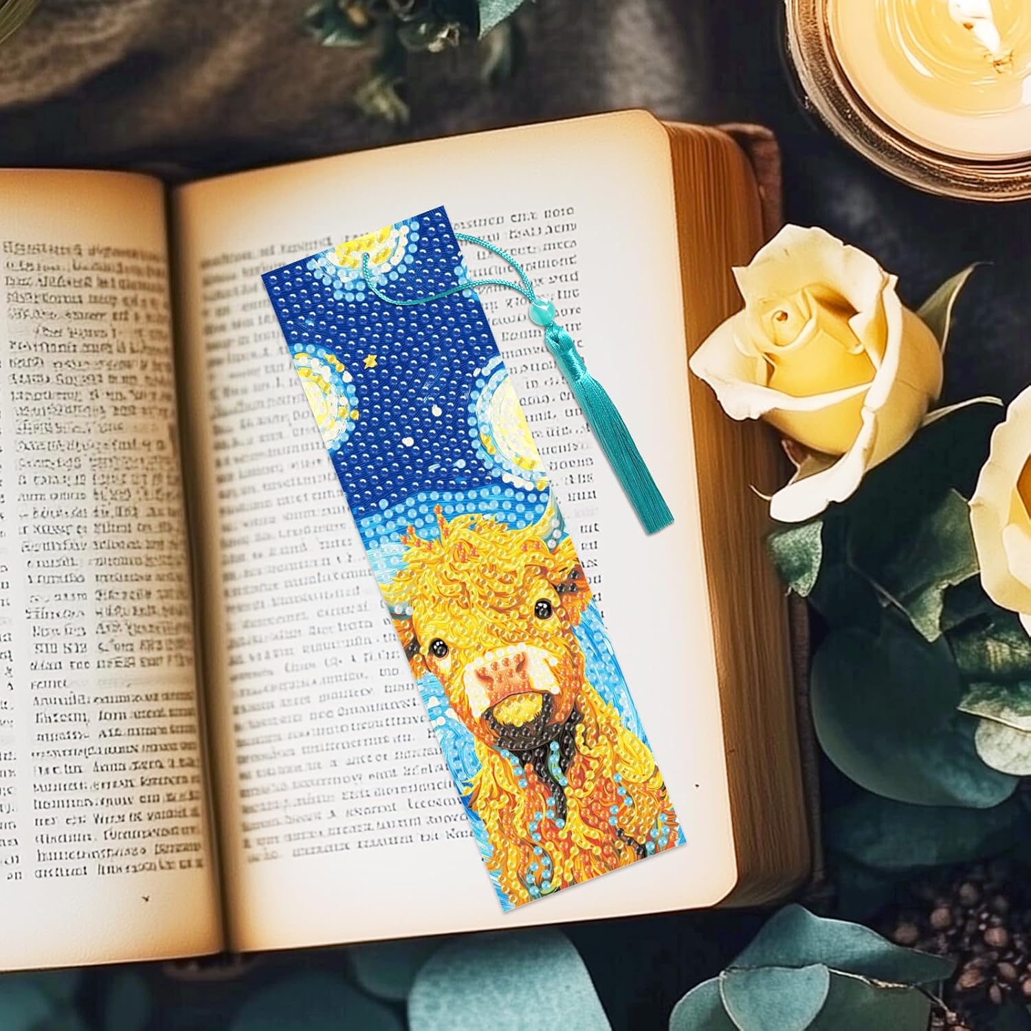 10Pcs Animals and Starry Sky 5D Diamond Art Bookmarks Cute Diamond DIY Painting Bookmarks Rhinestones Beaded Tassel Acrylic Bookmark for Adult Beginner Crafts