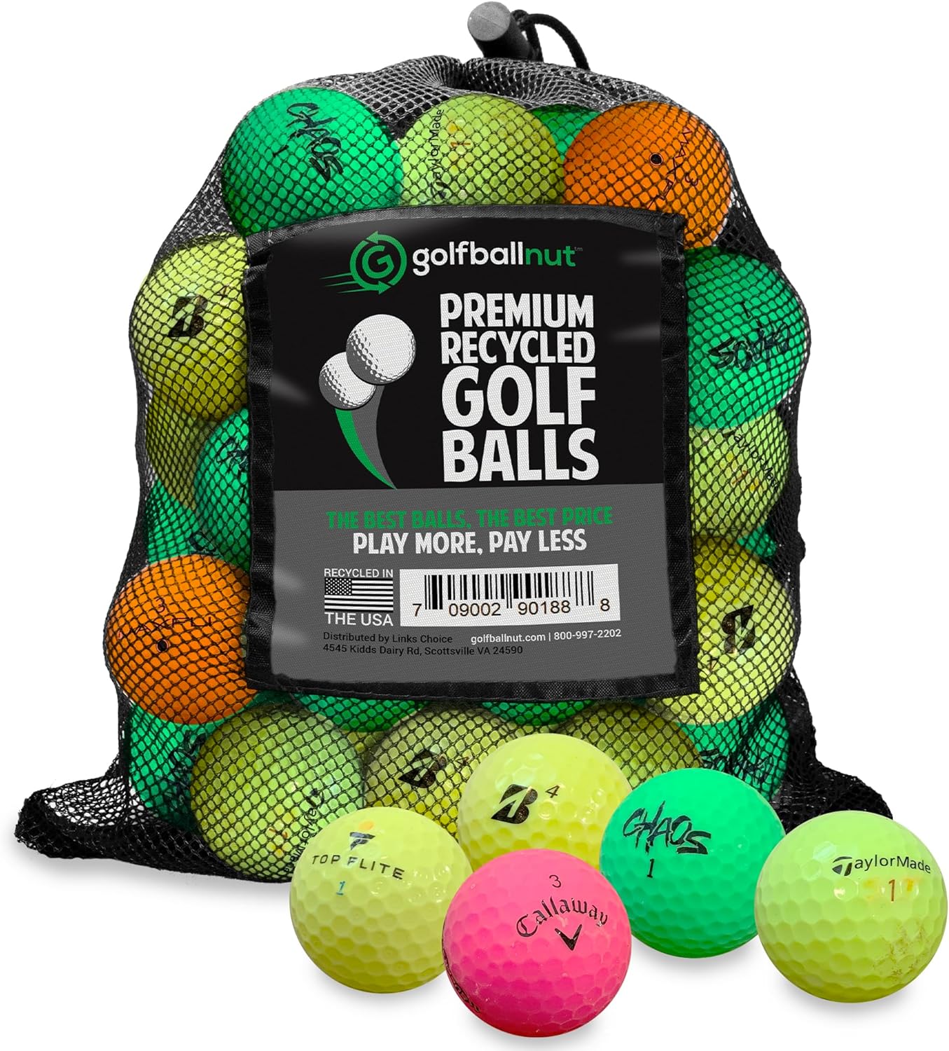 48 Used Golf Balls – Recycled Bulk Colored Mix for Practice & Play – Includes Mesh Bag – Budget-Friendly & Sustainable Golf Balls