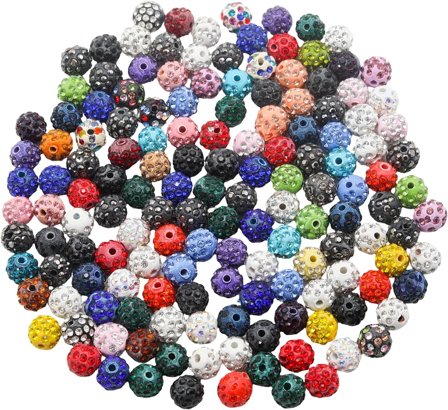 150 Pcs 10mm Clay Rhinestone Beads for Jewelry Making, Multicolor