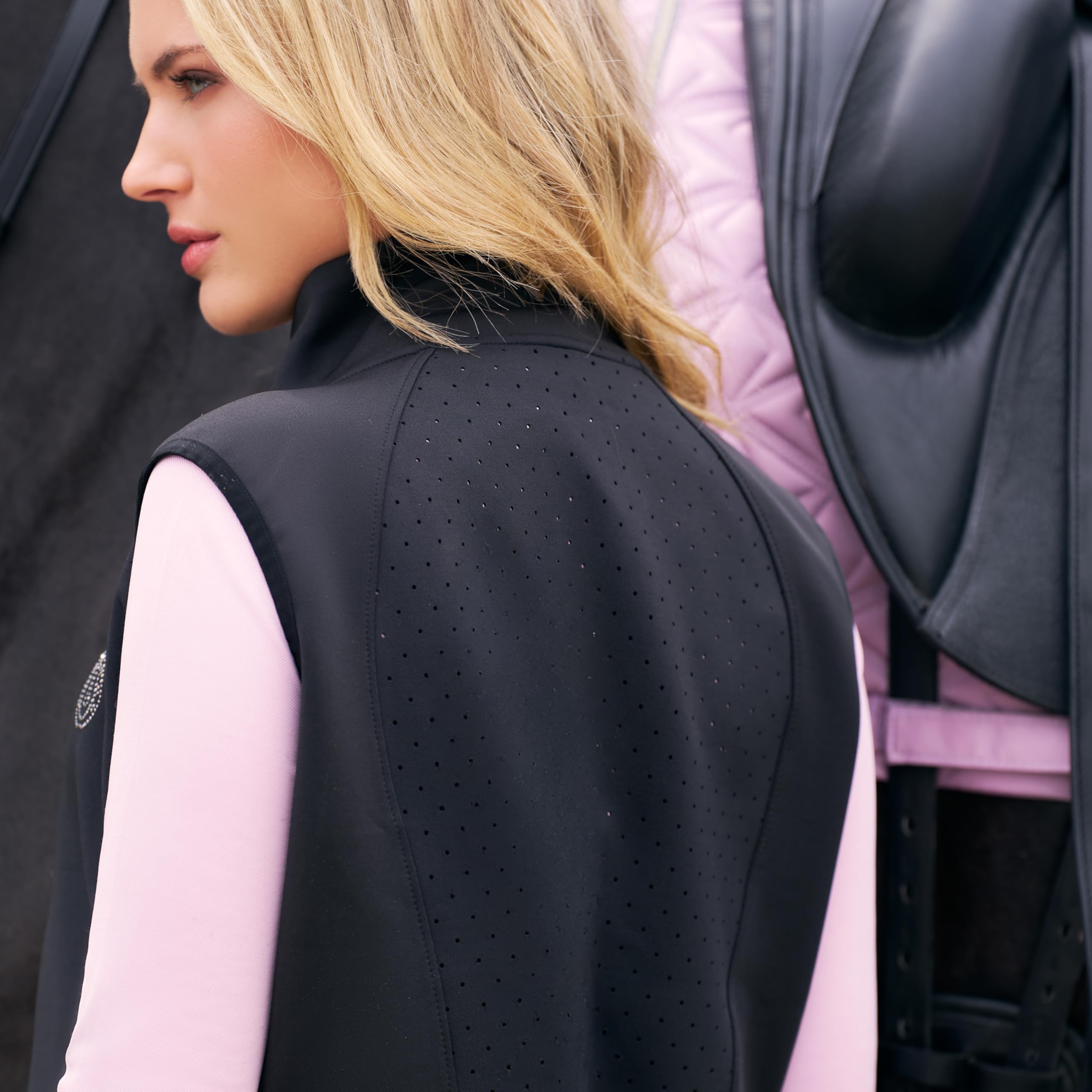 Imperial Riding IRH Sporty Air Damen Tech Bodywarmer Reitweste ärmellos mit Zwei-Wege-Reißverschluss sichtbaren Zippertaschen Laser-Cut-Perforation 4-Wege-Stretch für Sommer