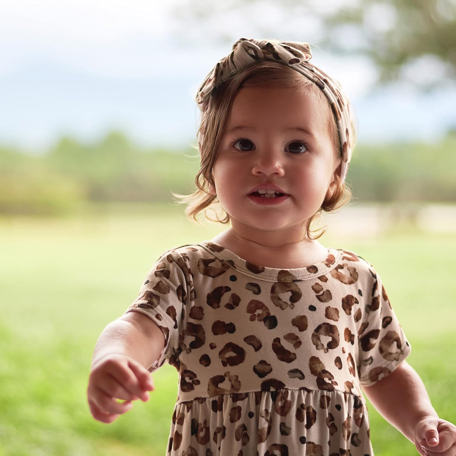 Gerber Baby Girls' Toddler Buttery Soft Short Sleeve Twirl Dress with Viscose Made from Eucalyptus
