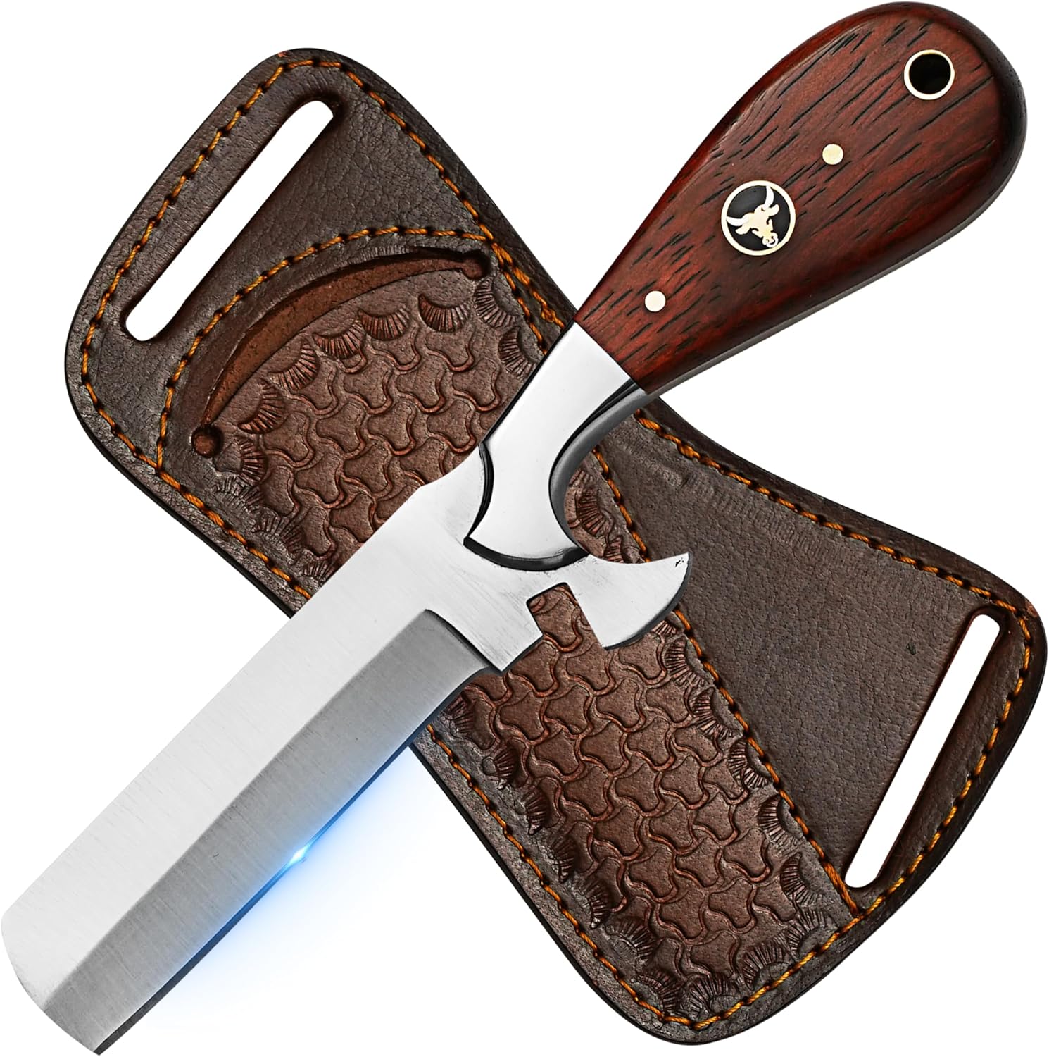 7" Handmade Bull Cutter Knife with Leather Sheath - Western Cowboy knife for Hunting, Skinning, Camping, and outdoor activities