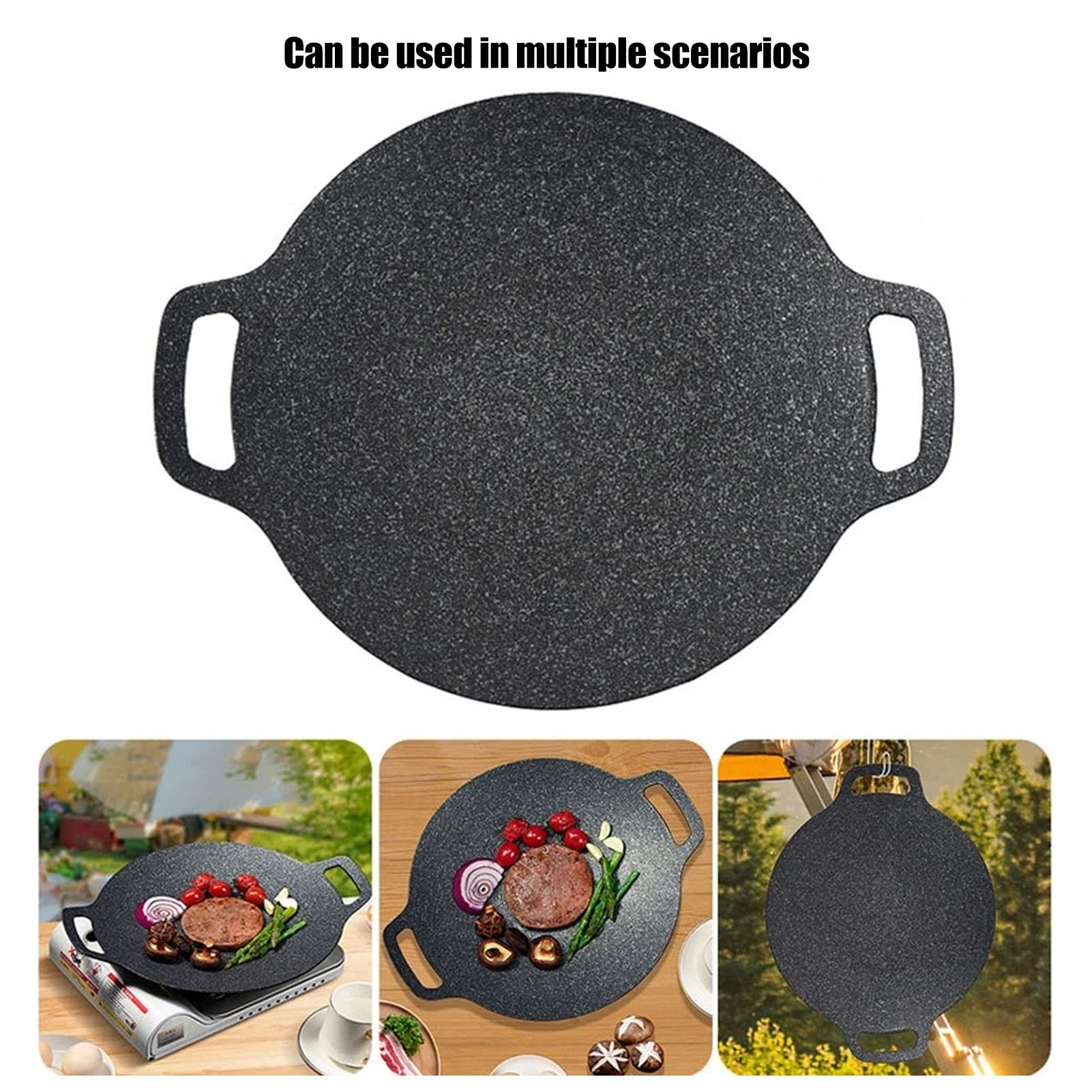 Poêle à griller coréenne, 27,9 cm, 33,1 cm, 38,1 cm, poêle coréenne, revêtement antiadhésif à 6 couches, plaque de cuisson ronde pour griller en intérieur et en extérieur (30 cm)