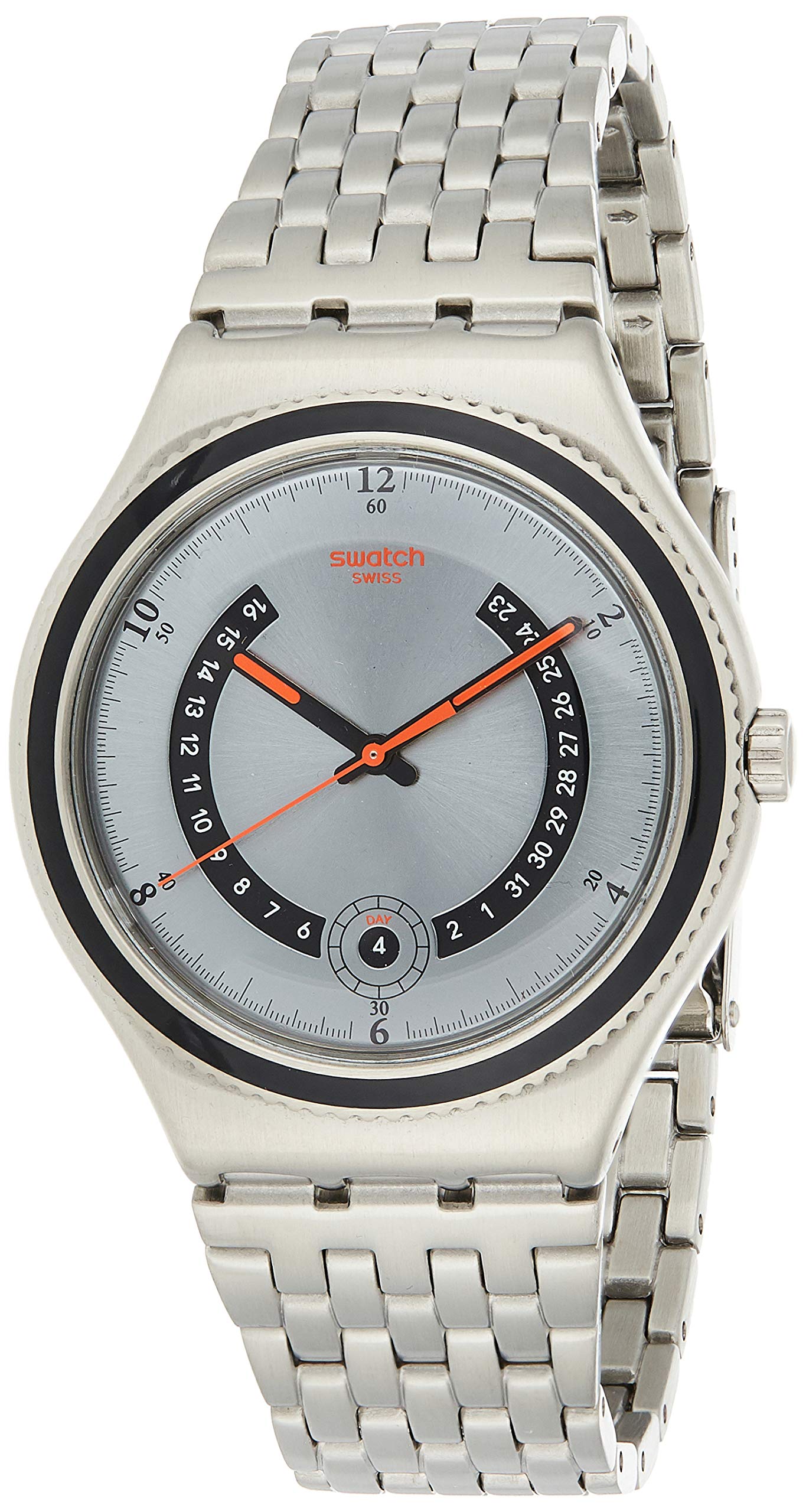 Swatch Irony Big Classic Beaulieu - Reloj de Cuarzo para Hombre, con Correa de plástico, Color Plateado