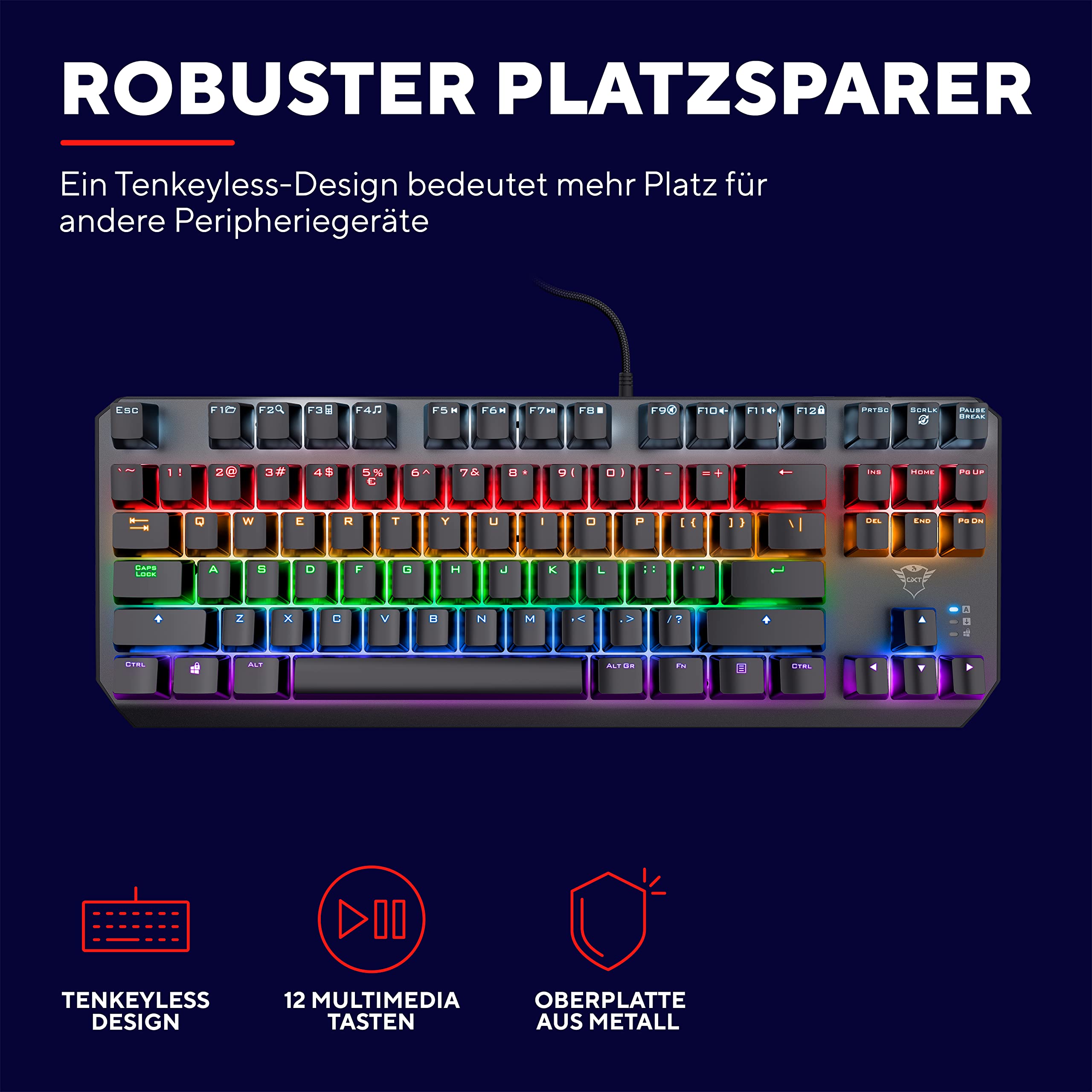 TRUST GXT 834 CALLAZ TKL TECLADO MECÁNICO GAMING TECLADO INGLÃ‰S- NEGRO