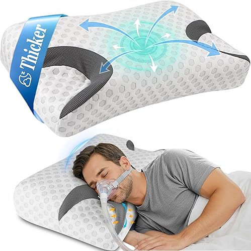 Vista 11 de IKSTAR Almohada CPAP 5.0 para dormir de lado, altura ajustable/soporte de cuello, almohada de espuma viscoelástica adecuada para todos los usuarios