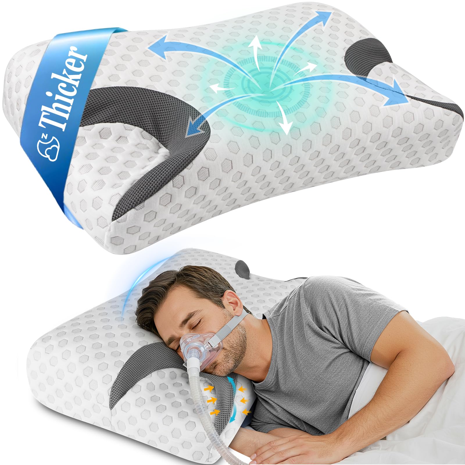 Amazon.com: IKSTAR CPAP Pillow for Side Sleeper, Sleep Apnea