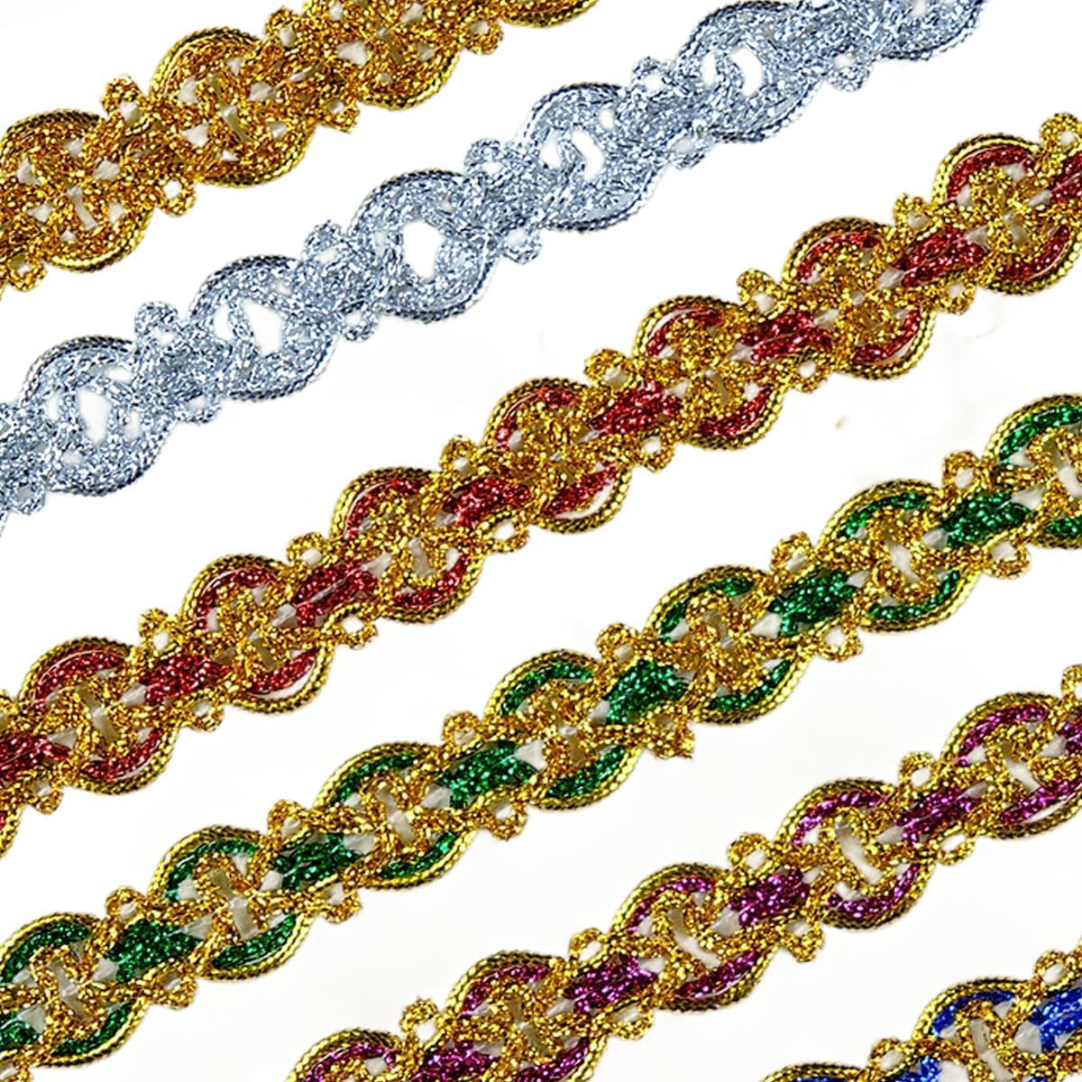 20 Yard Metallic Braid Cord Trim,Gold Gimp Trim 3/4 inch Decorative Lace Webbing Ribbon for Sewing Wedding Bridal Costume Curtain Embellishment Ribbon for Gift Wrapping (Green)