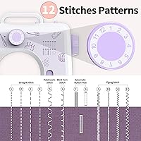 Vista 2 de KPCB - Máquina de coser para principiantes, 12 puntadas con costura inversa (grande, morado)