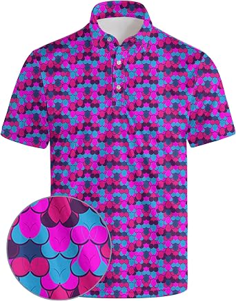 Funny Golf Shirts for Men Funny Polo Shirts for Men Crazy Performance Moisture Wicking Quick-Dry Polo Shirts Short Sleeve Funny Pink L